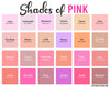 165 Shades of Pink: Color Names, Hex, RGB, CMYK Codes