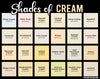 160 Shades of Cream: Color Names, Hex, RGB, CMYK Codes