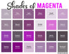 170 Shades of Magenta: Color Names, Hex, RGB, CMYK Codes