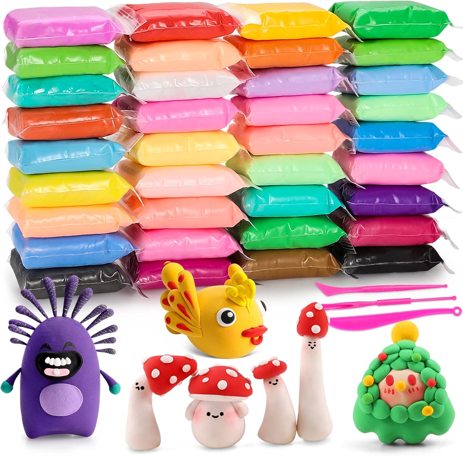 36 Color Air Dry Clay Kit with Tools – Soft, Lightweight DIY Modeling Clay for Kids