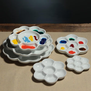 7-Grid Ceramic Plum Blossom Watercolor Painting Palette