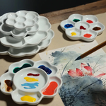 7-Grid Ceramic Plum Blossom Watercolor Painting Palette